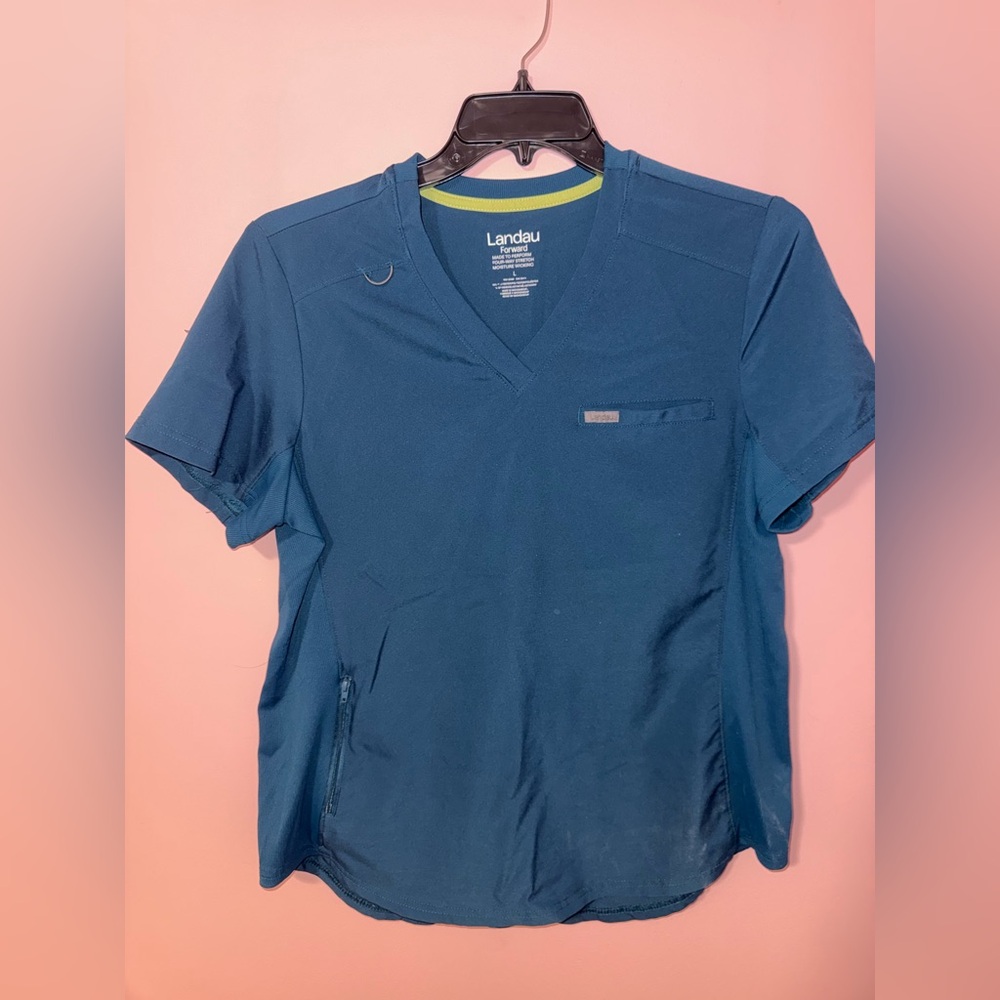 Women’s Landau Caribbean Blue Scrub Top